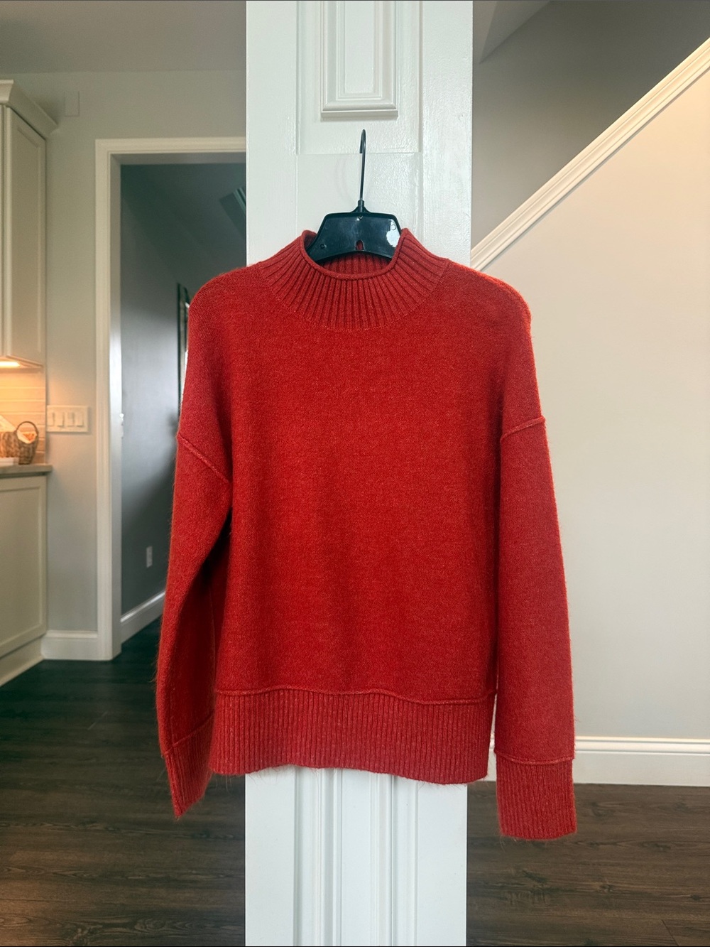 Universal Thread Rust Orange Mock Neck Sweater Oversized Ribbed Knit Small - Picture 5 of 10